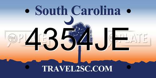 4354JE South Carolina License Plate