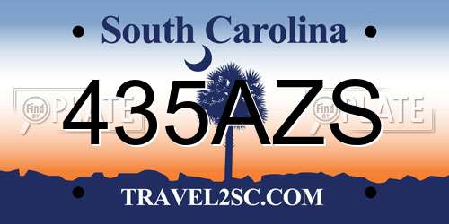 435AZS South Carolina License Plate