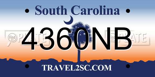 4360NB South Carolina License Plate