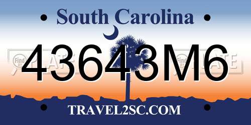 43643M6 South Carolina License Plate