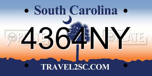 4364NY South Carolina License Plate