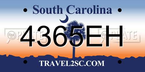 4365EH South Carolina License Plate