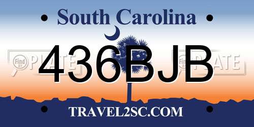 436BJB South Carolina License Plate