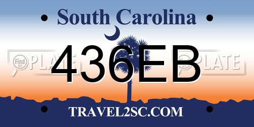 436EB South Carolina License Plate