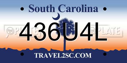 436U4L South Carolina License Plate