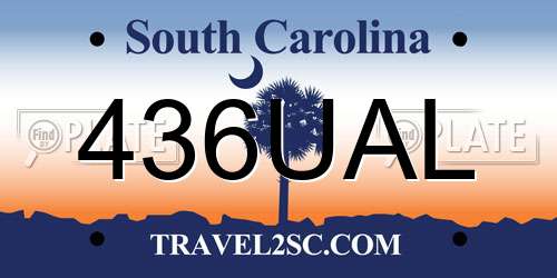 436UAL South Carolina License Plate