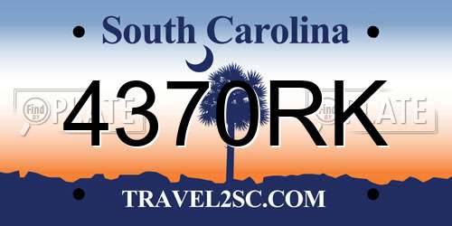 4370RK South Carolina License Plate