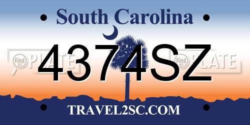 4374SZ South Carolina License Plate