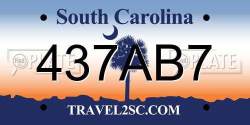 437AB7 South Carolina License Plate