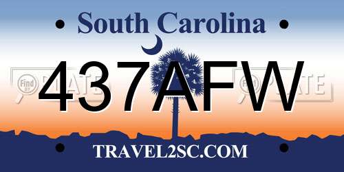 437AFW South Carolina License Plate