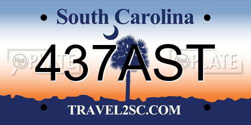 437AST South Carolina License Plate