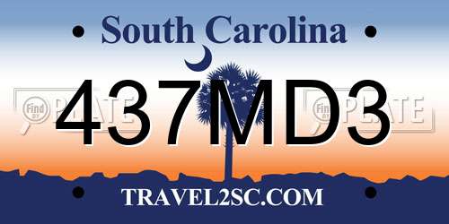 437MD3 South Carolina License Plate
