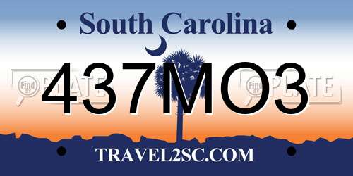 437MO3 South Carolina License Plate