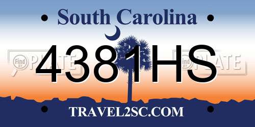 4381HS South Carolina License Plate