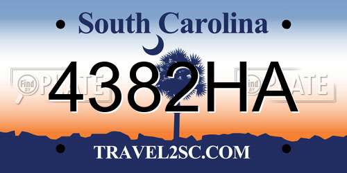 4382HA South Carolina License Plate