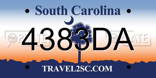 4383DA South Carolina License Plate