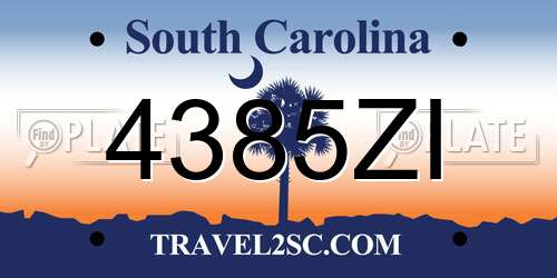 4385ZI South Carolina License Plate