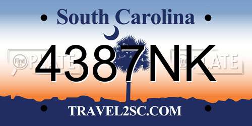4387NK South Carolina License Plate