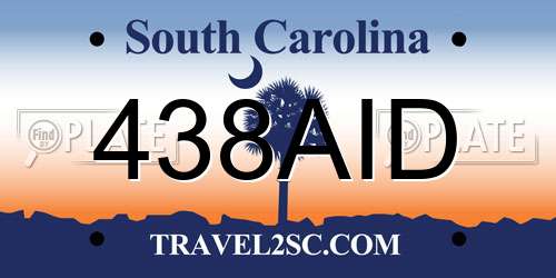 438AID South Carolina License Plate