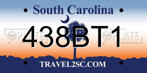 438BT1 South Carolina License Plate