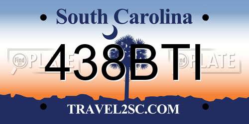 438BTI South Carolina License Plate