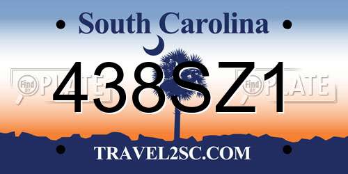 438SZ1 South Carolina License Plate