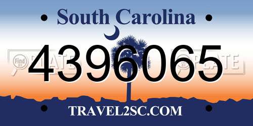 4396065 South Carolina License Plate