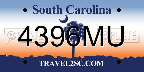 4396MU South Carolina License Plate