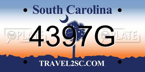 4397G South Carolina License Plate
