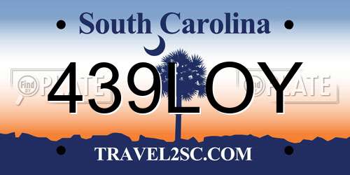 439LOY South Carolina License Plate