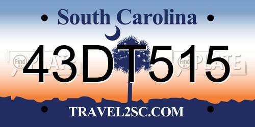 43DT515 South Carolina License Plate
