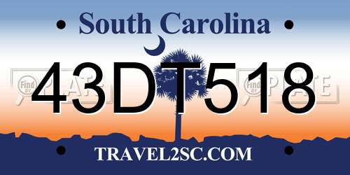 43DT518 South Carolina License Plate
