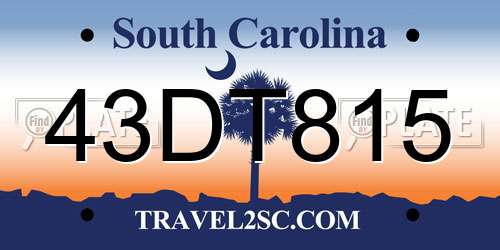 43DT815 South Carolina License Plate