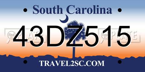 43DZ515 South Carolina License Plate