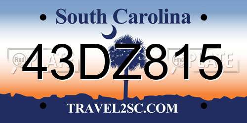 43DZ815 South Carolina License Plate