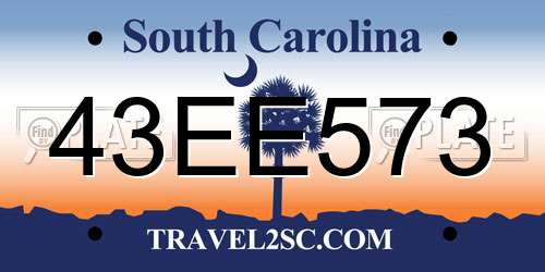 43EE573 South Carolina License Plate