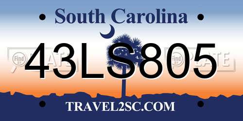 43LS805 South Carolina License Plate