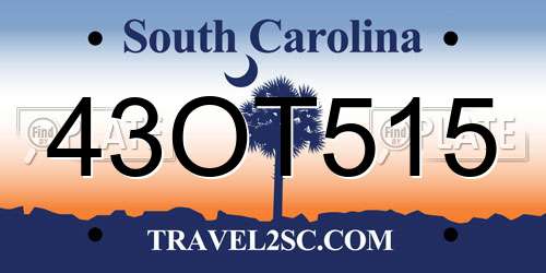 43OT515 South Carolina License Plate