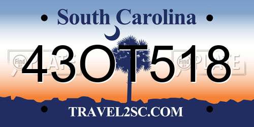 43OT518 South Carolina License Plate