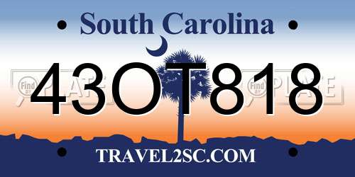 43OT818 South Carolina License Plate