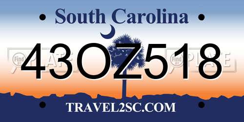 43OZ518 South Carolina License Plate