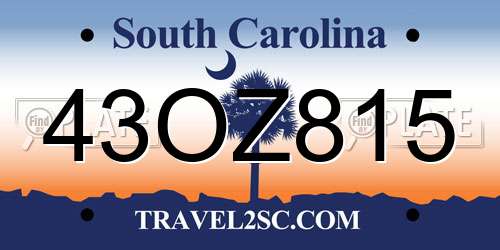 43OZ815 South Carolina License Plate