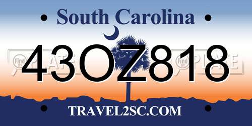 43OZ818 South Carolina License Plate