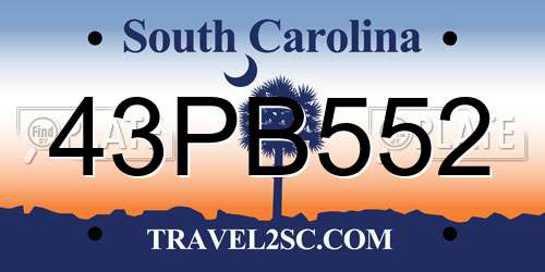 43PB552 South Carolina License Plate