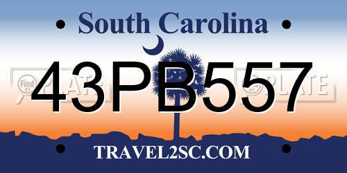 43PB557 South Carolina License Plate