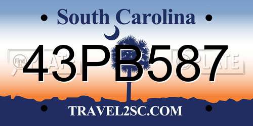 43PB587 South Carolina License Plate