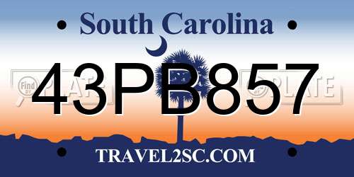 43PB857 South Carolina License Plate