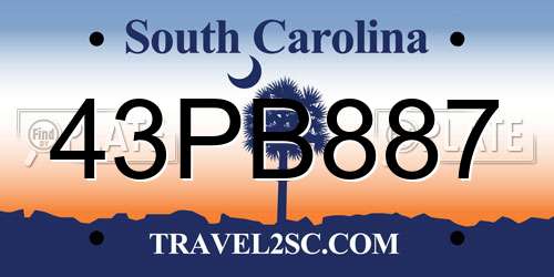 43PB887 South Carolina License Plate
