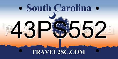 43PS552 South Carolina License Plate