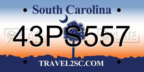 43PS557 South Carolina License Plate